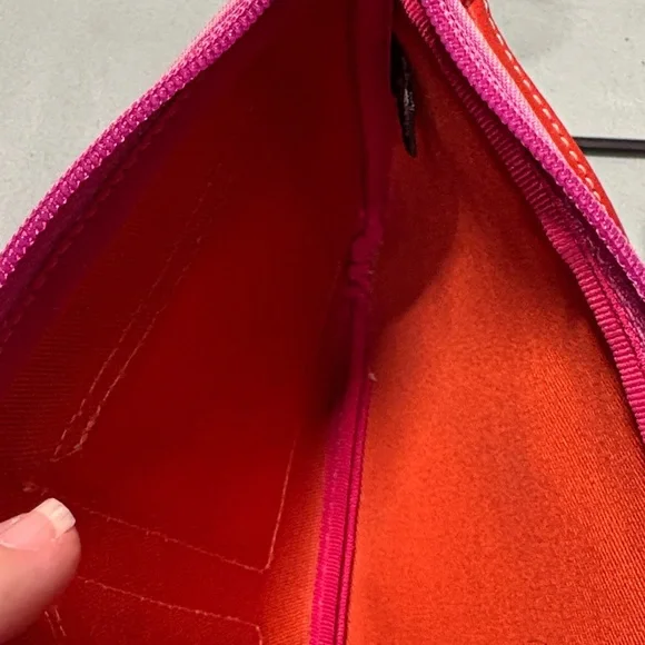 Coach Fab Field Pink Canvas Orange Leather Buckle Pockets Wristlet Vintage GUC - Picture 8 of 10